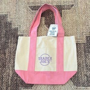 Trader Joe’s, mini pastel canvas tote bag in pink